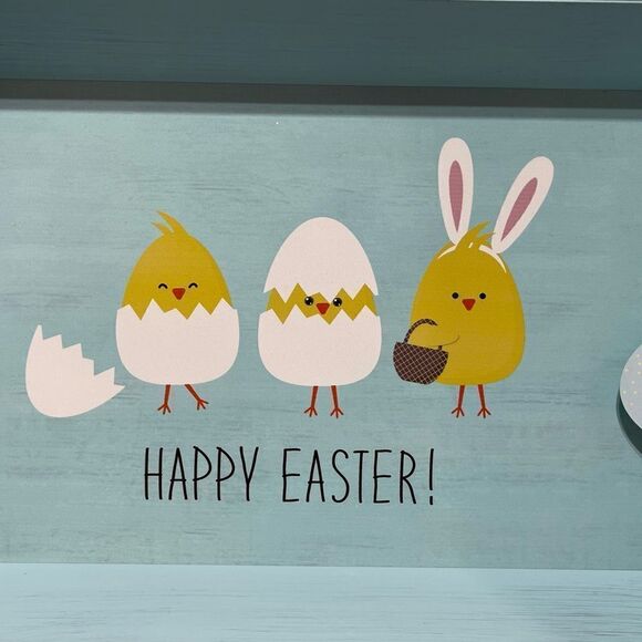 Easter Wooden Serving Tray with Handles NWT - Picture 2 of 6